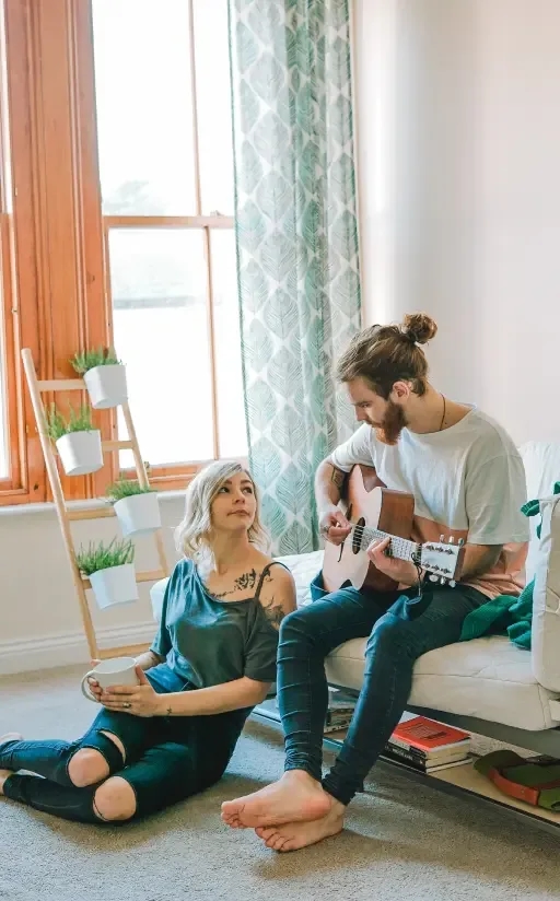 Family discussing home loan options